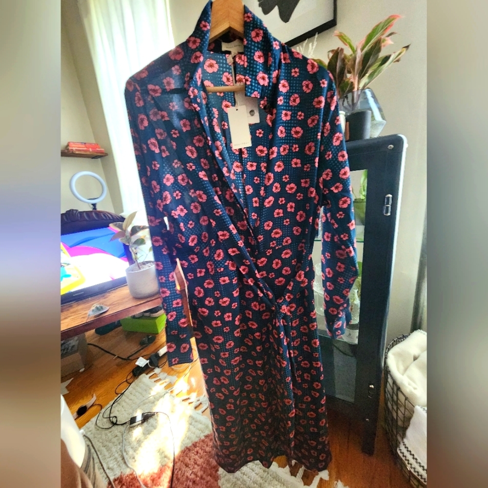MELLÓDAY navy and pink midi dress